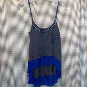 Gray and Blue Women's Top